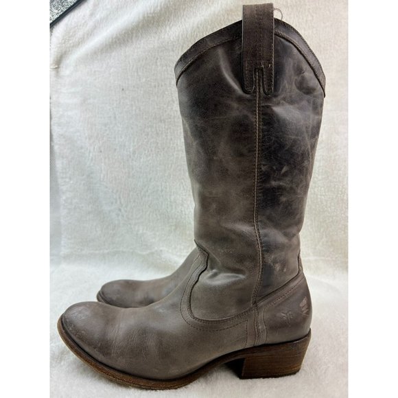 Frye Women's Gray Leather Western Cowboy Boots - Style 77667 - Size 10 B - Picture 3 of 8